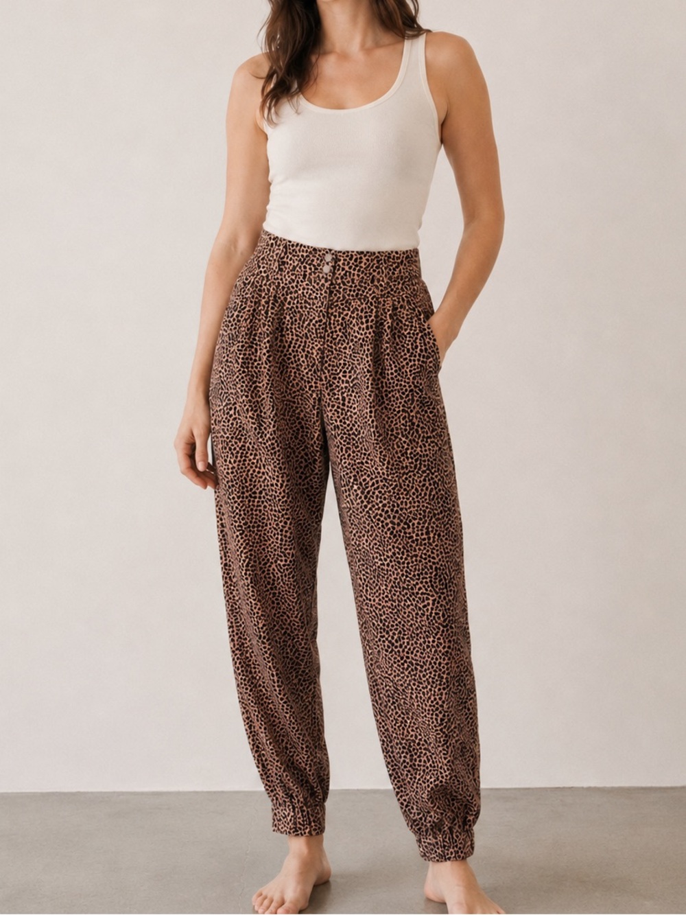 Anthropologie Leopard Print Pants Joggers Size Large